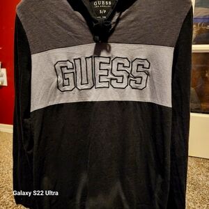 GUESS Men's Black and Gray Shirt